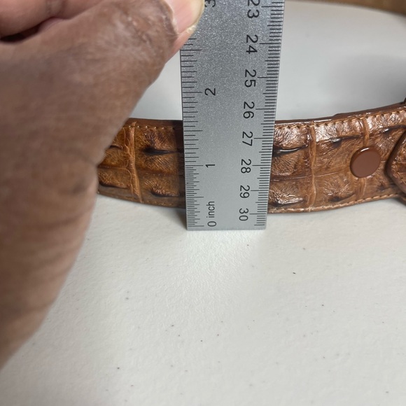 Ferrini Italy Hornback Nubuck brown Leather Belt with belt attached buckle Sz 40